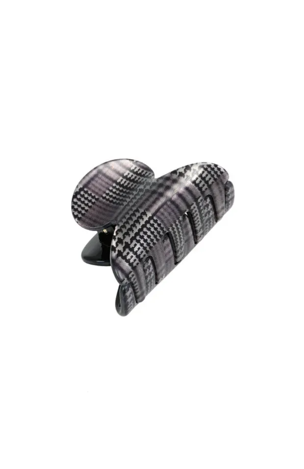 Mini Couture Claw Clip - Plaid Black