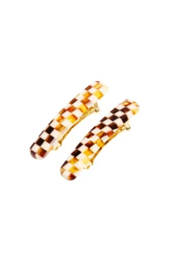 Mini Rectangle Barrette Pair - Classic