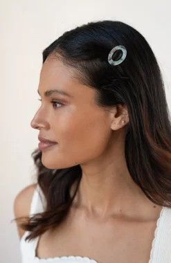 New Cutout Oval Tige Boule Barrette - Classic